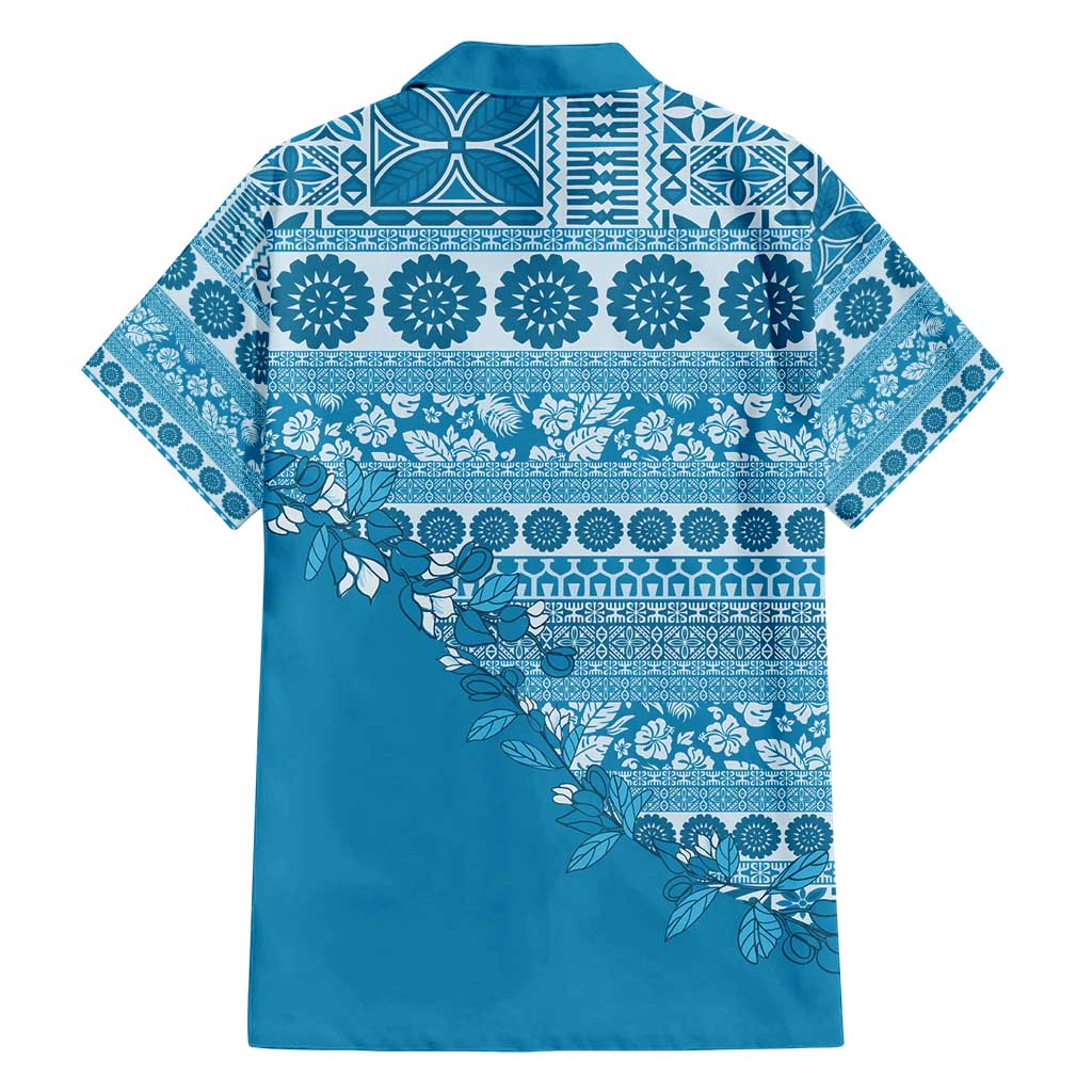 Fiji Marau na Kerisimasi Family Matching Puletasi and Hawaiian Shirt Aqua Tagimoucia Tapa Masi Tribal - Polynesian Pride