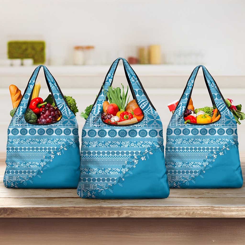 Fiji Marau na Kerisimasi Grocery Bag Aqua Tagimoucia Tapa Masi Tribal - Polynesian Pride