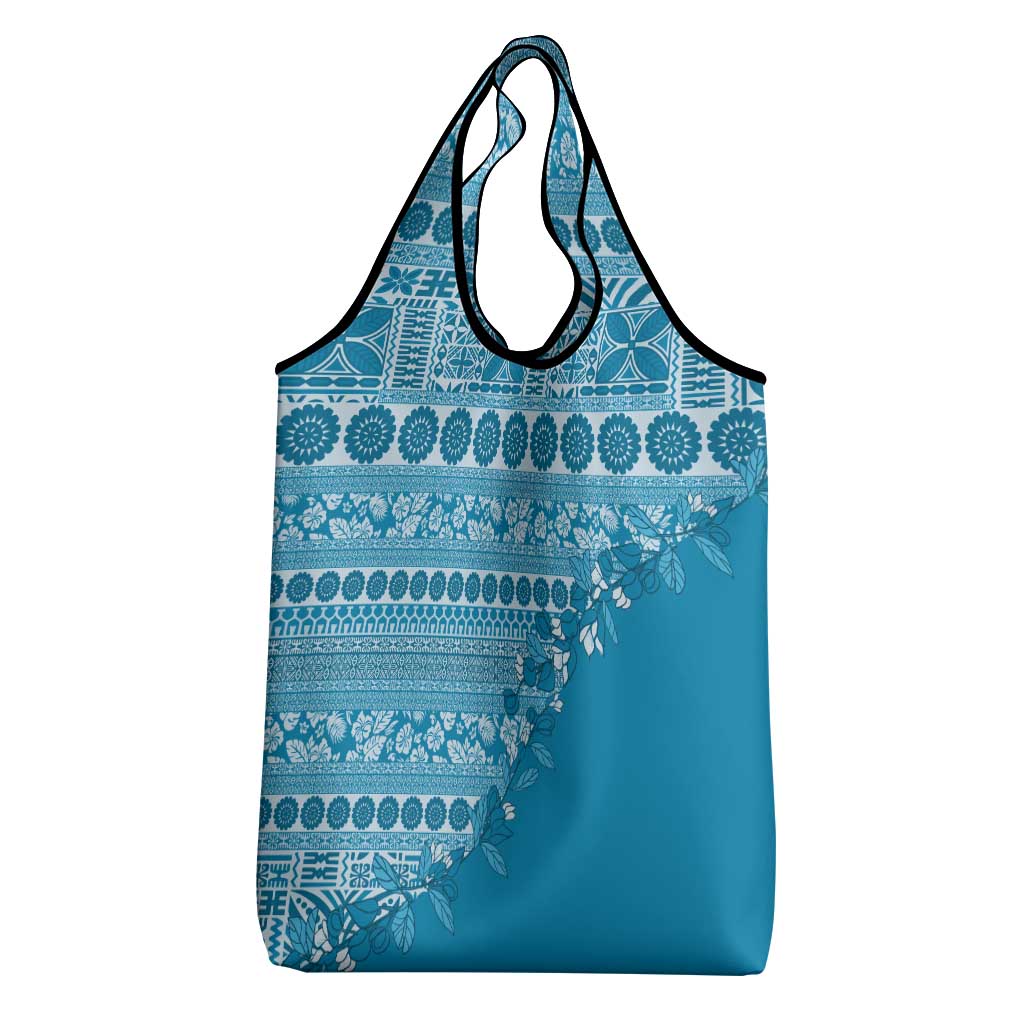 Fiji Marau na Kerisimasi Grocery Bag Aqua Tagimoucia Tapa Masi Tribal - Polynesian Pride