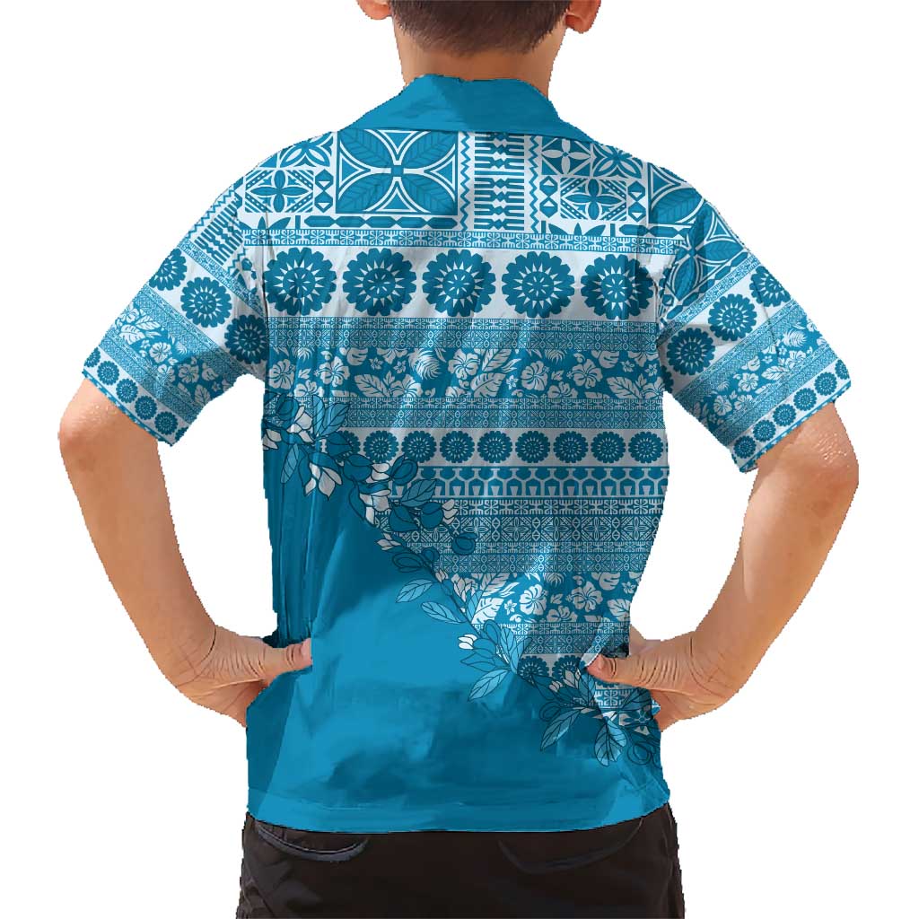 Fiji Marau na Kerisimasi Hawaiian Shirt Aqua Tagimoucia Tapa Masi Tribal - Polynesian Pride