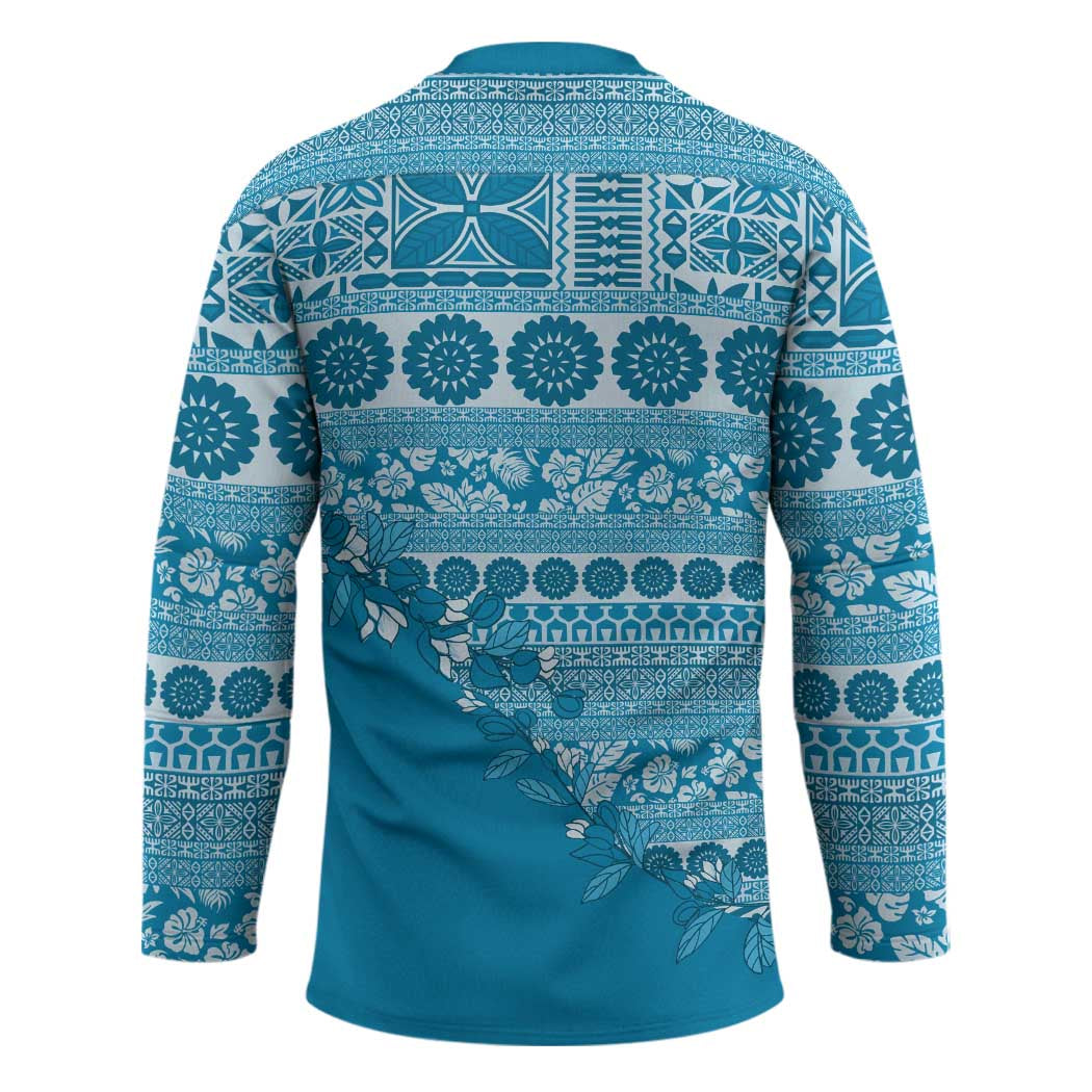 Fiji Marau na Kerisimasi Hockey Jersey Aqua Tagimoucia Tapa Masi Tribal - Polynesian Pride