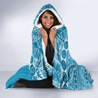 Fiji Marau na Kerisimasi Hooded Blanket Aqua Tagimoucia Tapa Masi Tribal - Polynesian Pride