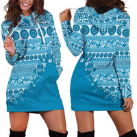 Fiji Marau na Kerisimasi Hoodie Dress Aqua Tagimoucia Tapa Masi Tribal - Polynesian Pride