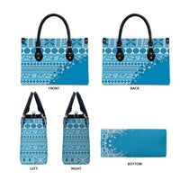 Fiji Marau na Kerisimasi Leather Bag Aqua Tagimoucia Tapa Masi Tribal - Polynesian Pride