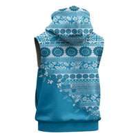 Fiji Marau na Kerisimasi Sleeveless Hoodie Aqua Tagimoucia Tapa Masi Tribal - Polynesian Pride