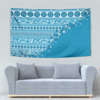 Fiji Marau na Kerisimasi Tapestry Aqua Tagimoucia Tapa Masi Tribal - Polynesian Pride