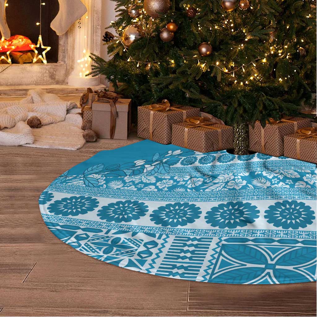 Fiji Marau na Kerisimasi Tree Skirt Aqua Tagimoucia Tapa Masi Tribal LT9 - Polynesian Pride
