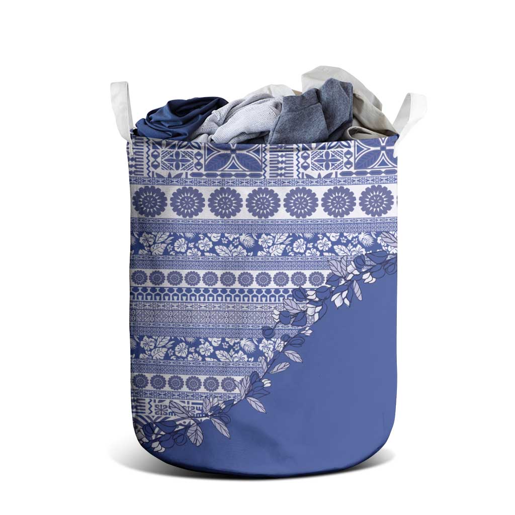 Fiji Marau na Kerisimasi Laundry Basket Blue Tagimoucia Tapa Masi Tribal - Polynesian Pride