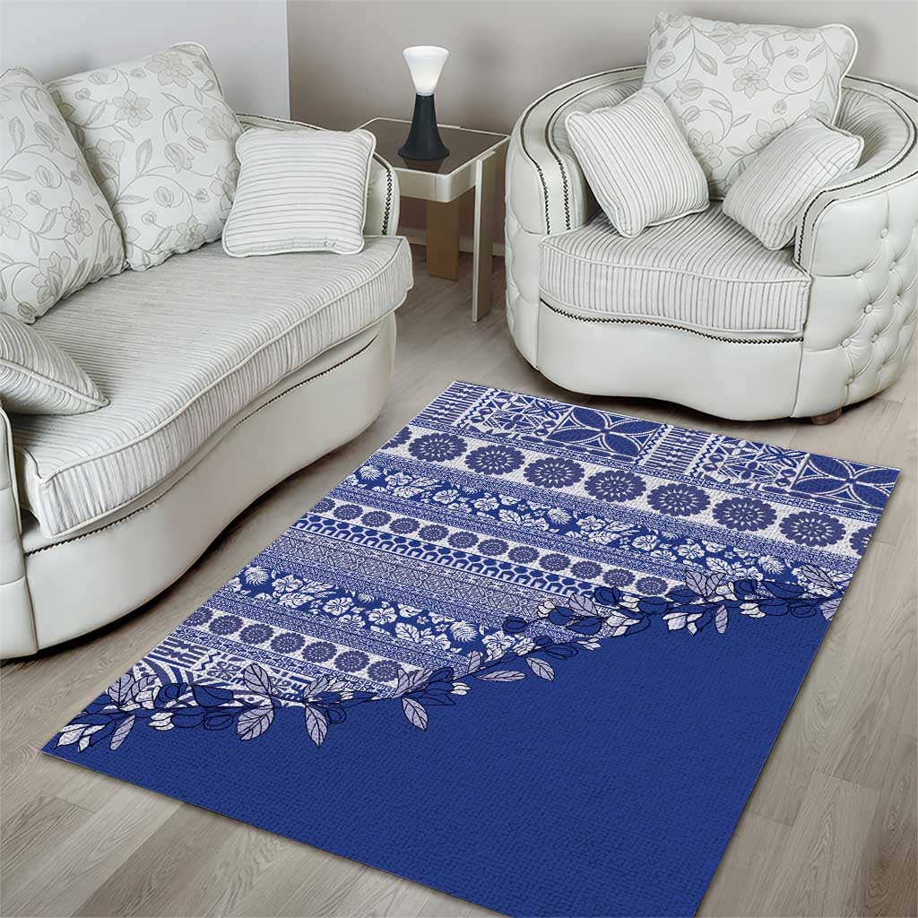 Fiji Marau na Kerisimasi Area Rug Blue Tagimoucia Tapa Masi Tribal - Polynesian Pride