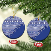 Fiji Marau na Kerisimasi Ceramic Ornament Blue Tagimoucia Tapa Masi Tribal - Polynesian Pride