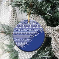 Fiji Marau na Kerisimasi Ceramic Ornament Blue Tagimoucia Tapa Masi Tribal - Polynesian Pride