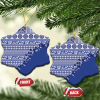 Fiji Marau na Kerisimasi Ceramic Ornament Blue Tagimoucia Tapa Masi Tribal - Polynesian Pride