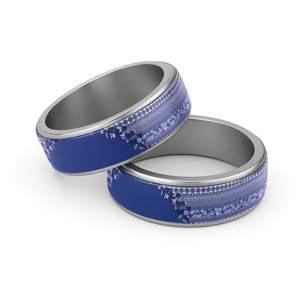 Fiji Marau na Kerisimasi Classic Ring Blue Tagimoucia Tapa Masi Tribal - Polynesian Pride