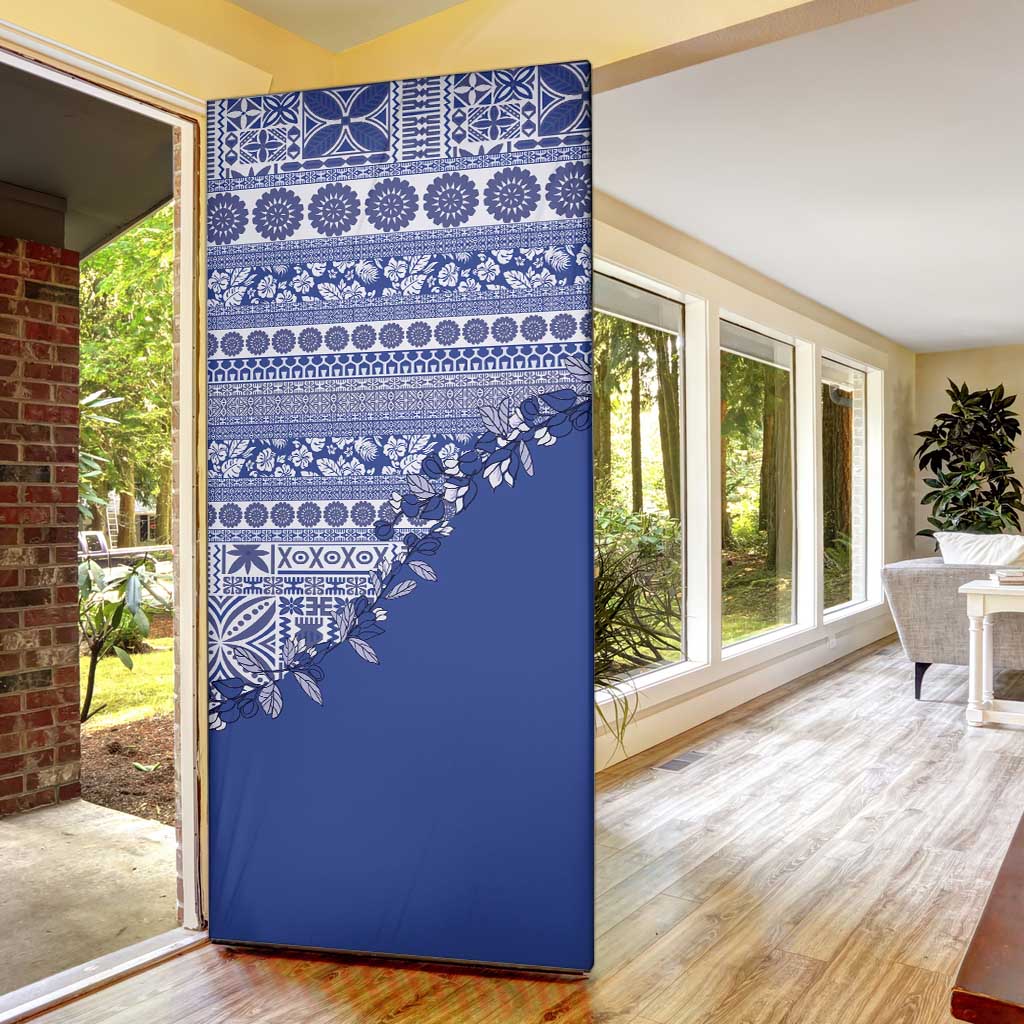 Fiji Marau na Kerisimasi Door Cover Blue Tagimoucia Tapa Masi Tribal - Polynesian Pride