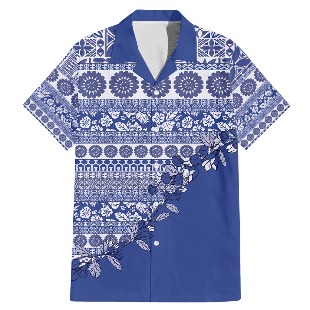 Fiji Marau na Kerisimasi Family Matching Mermaid Dress and Hawaiian Shirt Blue Tagimoucia Tapa Masi Tribal - Polynesian Pride