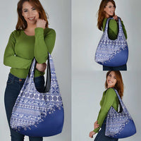 Fiji Marau na Kerisimasi Grocery Bag Blue Tagimoucia Tapa Masi Tribal - Polynesian Pride