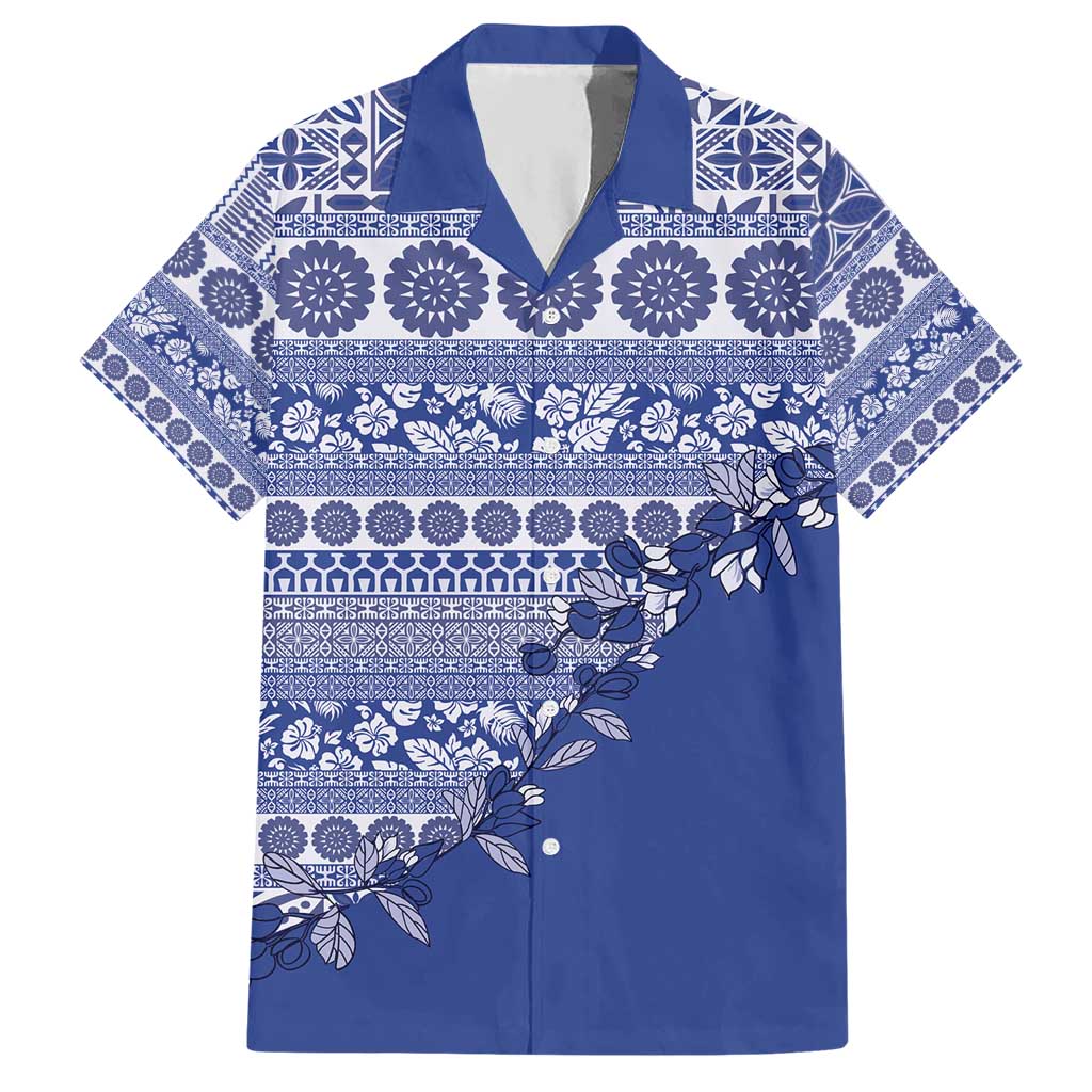 Fiji Marau na Kerisimasi Hawaiian Shirt Blue Tagimoucia Tapa Masi Tribal - Polynesian Pride