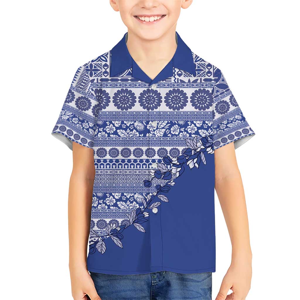 Fiji Marau na Kerisimasi Hawaiian Shirt Blue Tagimoucia Tapa Masi Tribal - Polynesian Pride