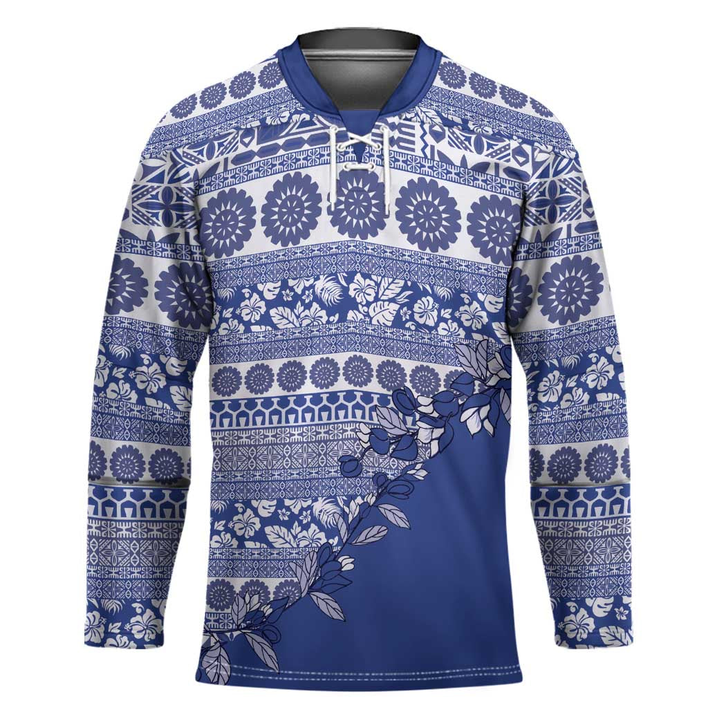 Fiji Marau na Kerisimasi Hockey Jersey Blue Tagimoucia Tapa Masi Tribal - Polynesian Pride