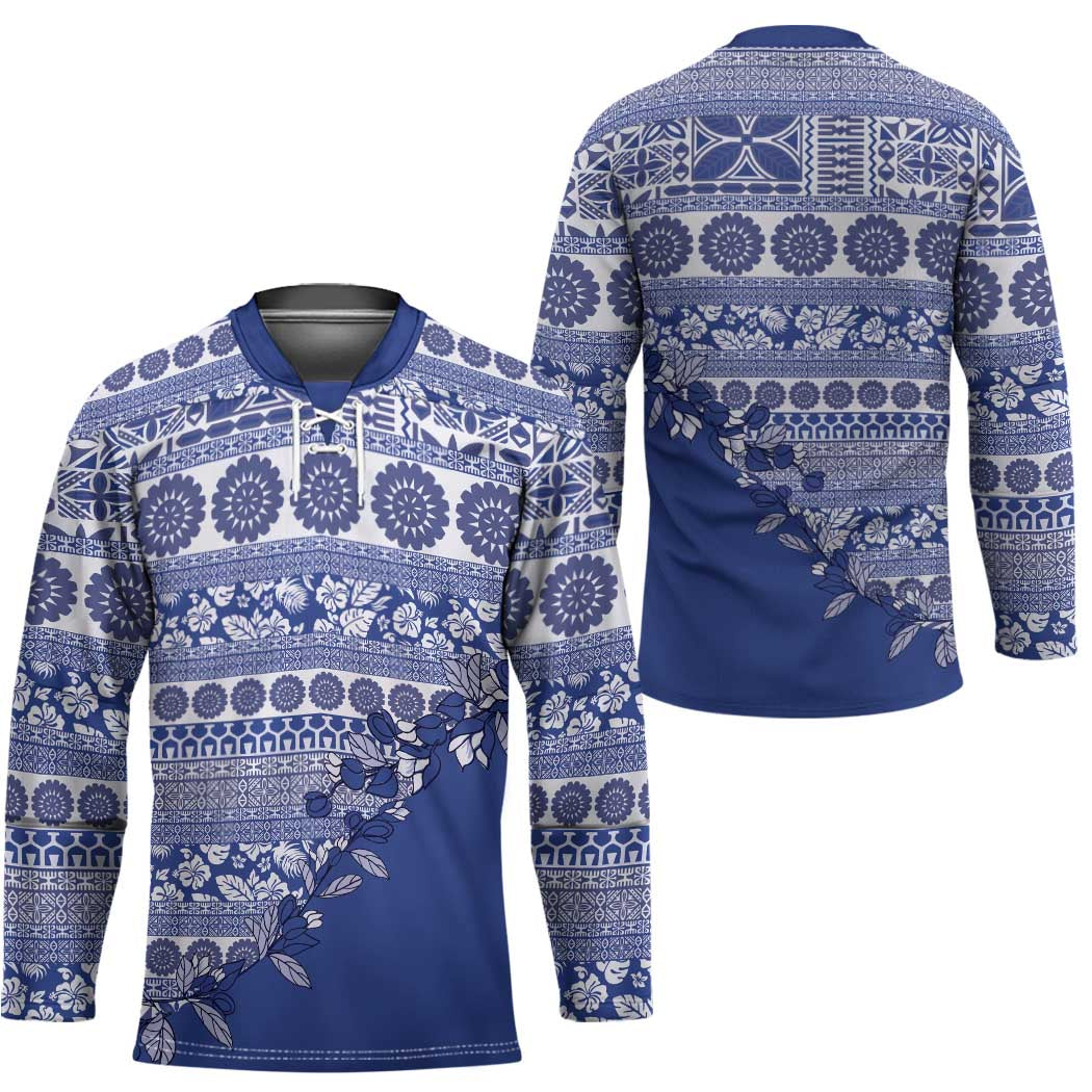 Fiji Marau na Kerisimasi Hockey Jersey Blue Tagimoucia Tapa Masi Tribal - Polynesian Pride