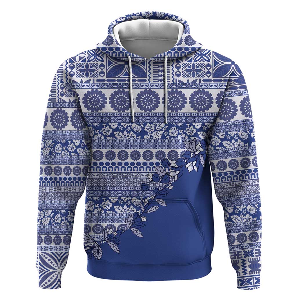 Fiji Marau na Kerisimasi Hoodie Blue Tagimoucia Tapa Masi Tribal - Polynesian Pride
