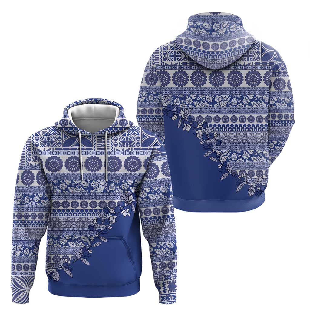 Fiji Marau na Kerisimasi Hoodie Blue Tagimoucia Tapa Masi Tribal - Polynesian Pride