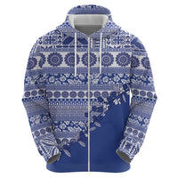 Fiji Marau na Kerisimasi Hoodie Blue Tagimoucia Tapa Masi Tribal - Polynesian Pride