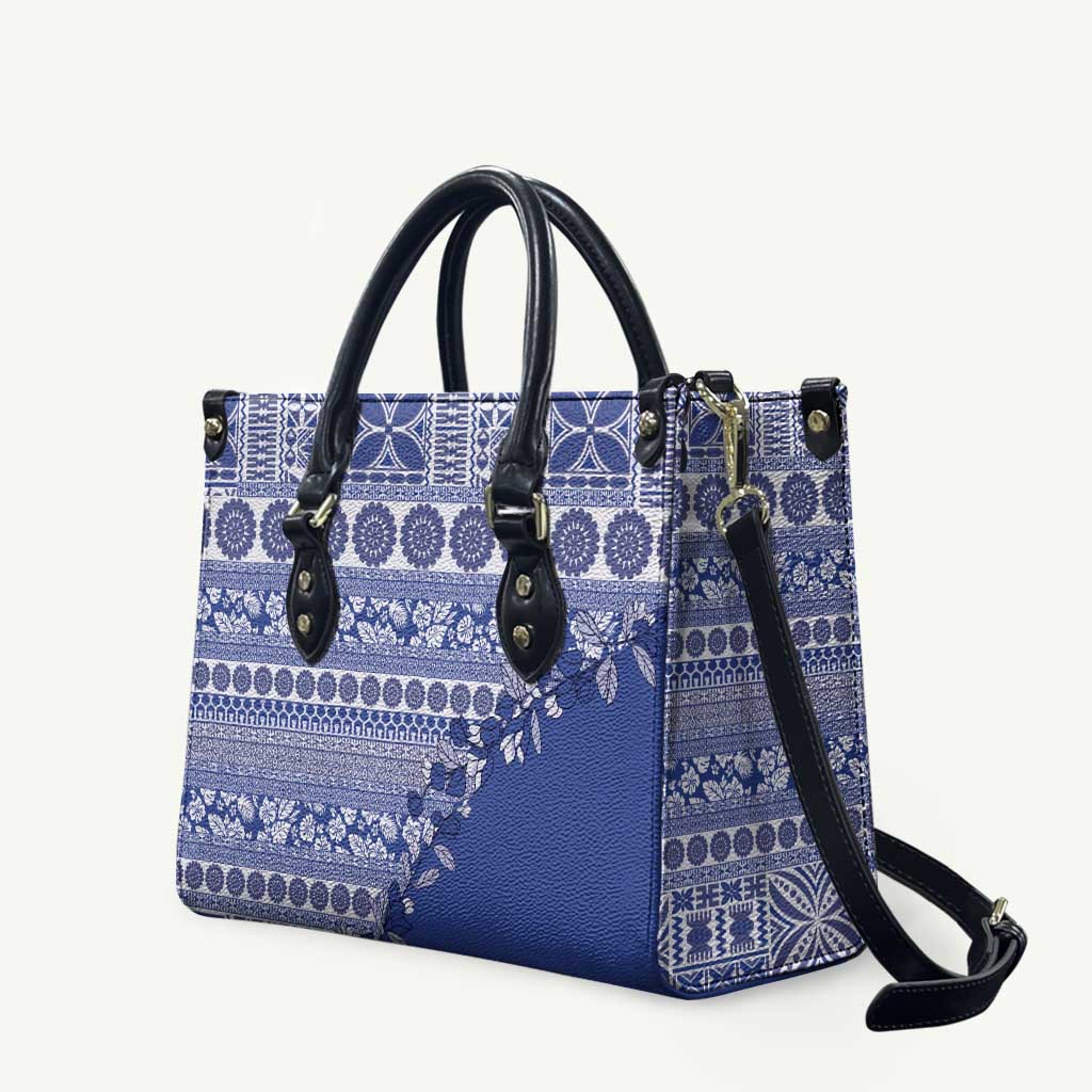 Fiji Marau na Kerisimasi Leather Bag Blue Tagimoucia Tapa Masi Tribal - Polynesian Pride