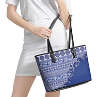 Fiji Marau na Kerisimasi Leather Tote Bag Blue Tagimoucia Tapa Masi Tribal - Polynesian Pride