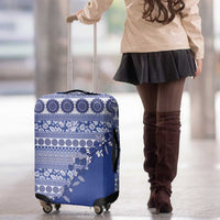 Fiji Marau na Kerisimasi Luggage Cover Blue Tagimoucia Tapa Masi Tribal - Polynesian Pride