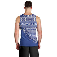 Fiji Marau na Kerisimasi Men Tank Top Blue Tagimoucia Tapa Masi Tribal - Polynesian Pride