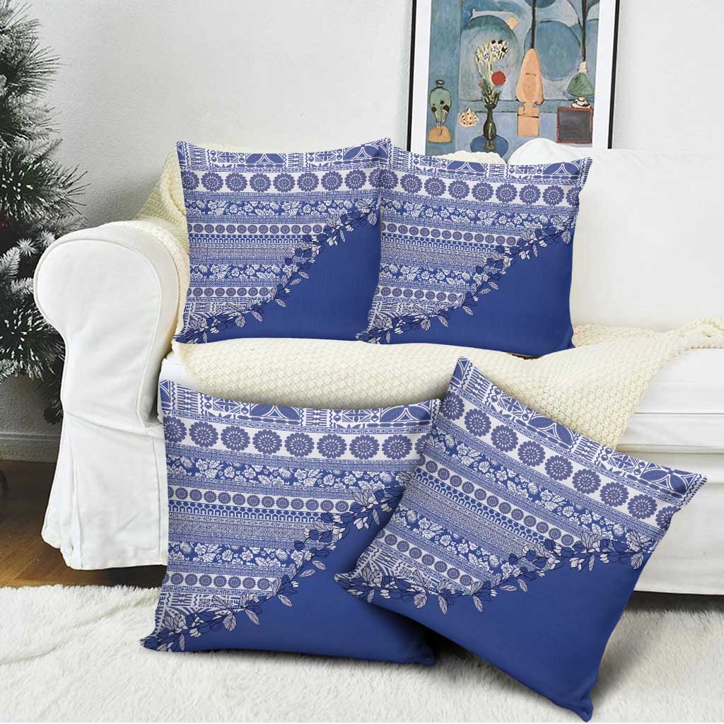 Fiji Marau na Kerisimasi Pillow Cover Blue Tagimoucia Tapa Masi Tribal - Polynesian Pride