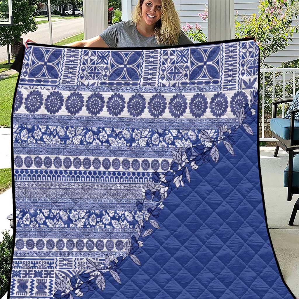 Fiji Marau na Kerisimasi Quilt Blue Tagimoucia Tapa Masi Tribal - Polynesian Pride