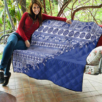 Fiji Marau na Kerisimasi Quilt Blue Tagimoucia Tapa Masi Tribal - Polynesian Pride