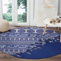 Fiji Marau na Kerisimasi Round Carpet Blue Tagimoucia Tapa Masi Tribal - Polynesian Pride