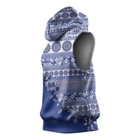 Fiji Marau na Kerisimasi Sleeveless Hoodie Blue Tagimoucia Tapa Masi Tribal - Polynesian Pride