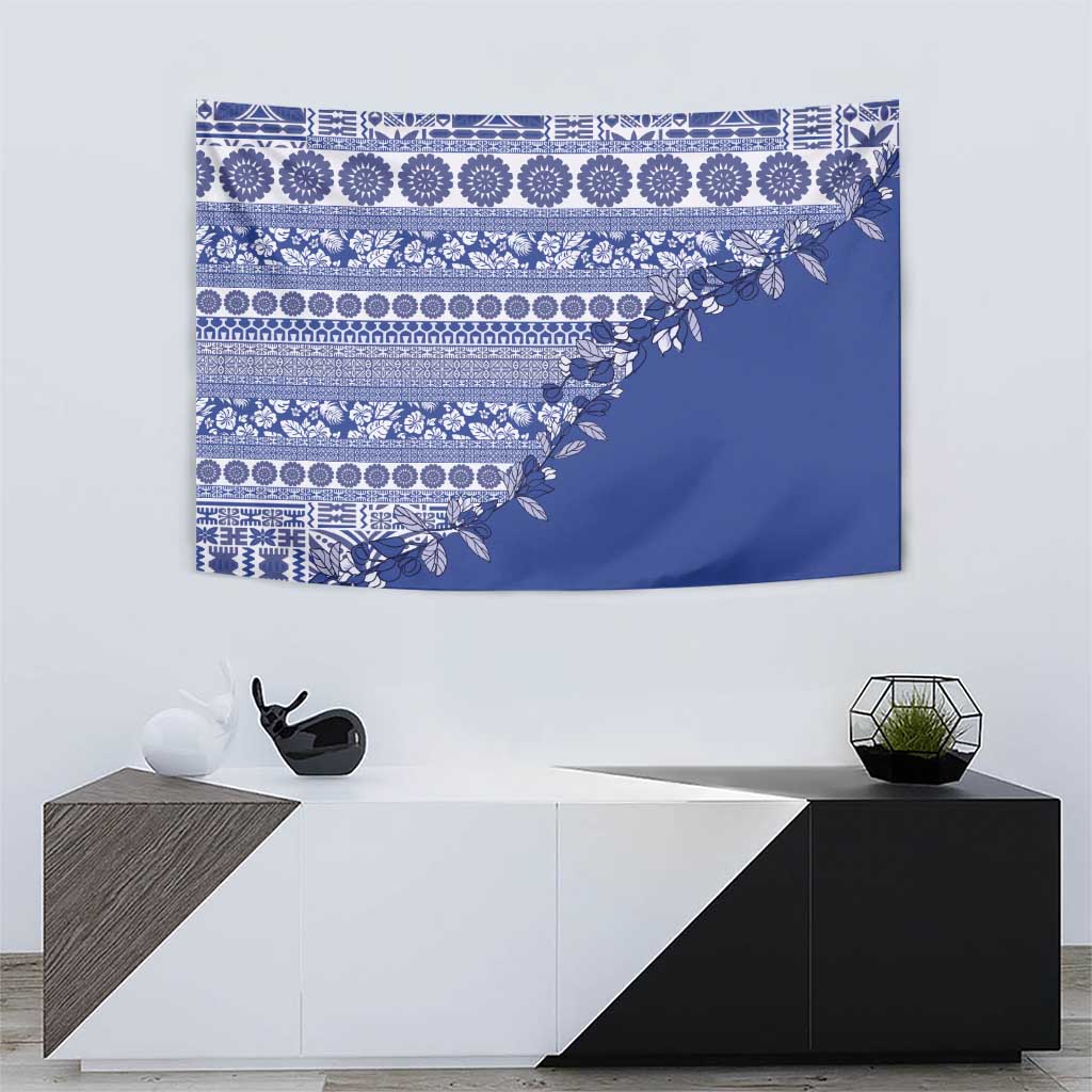 Fiji Marau na Kerisimasi Tapestry Blue Tagimoucia Tapa Masi Tribal - Polynesian Pride