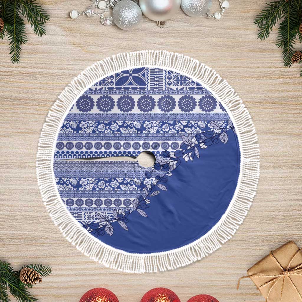 Fiji Marau na Kerisimasi Tree Skirt Blue Tagimoucia Tapa Masi Tribal - Polynesian Pride