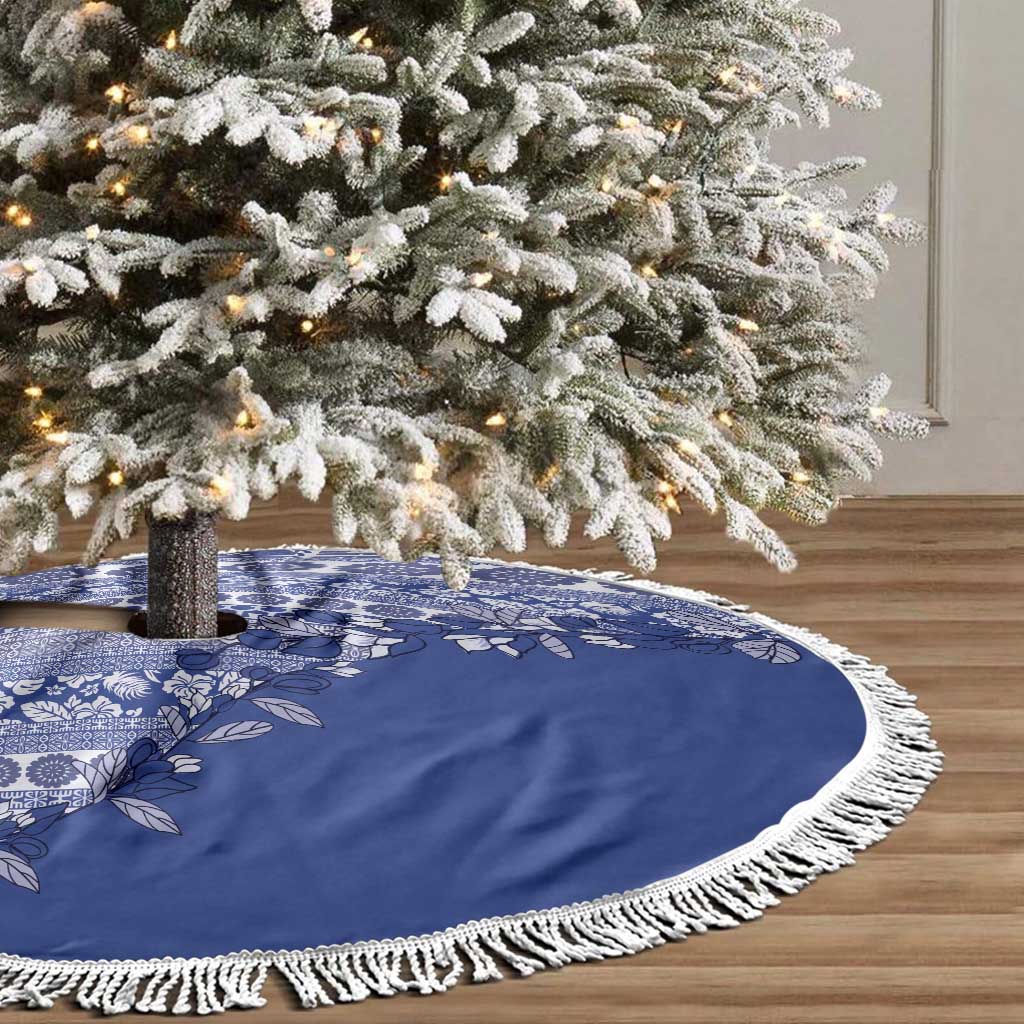 Fiji Marau na Kerisimasi Tree Skirt Blue Tagimoucia Tapa Masi Tribal - Polynesian Pride