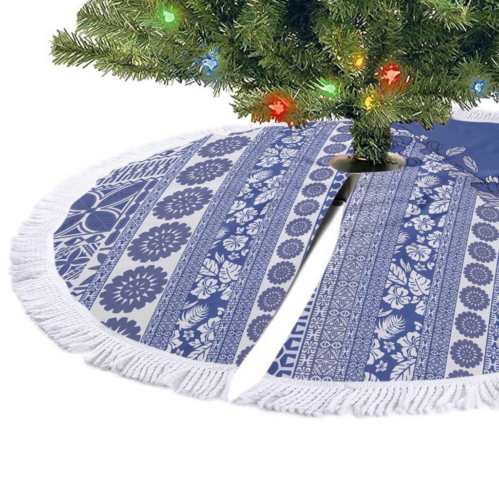 Fiji Marau na Kerisimasi Tree Skirt Blue Tagimoucia Tapa Masi Tribal - Polynesian Pride