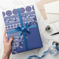 Fiji Marau na Kerisimasi Wrapping Paper Blue Tagimoucia Tapa Masi Tribal - Polynesian Pride
