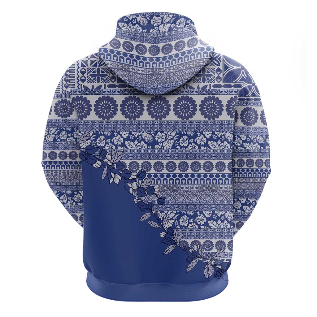 Fiji Marau na Kerisimasi Zip Hoodie Blue Tagimoucia Tapa Masi Tribal - Polynesian Pride
