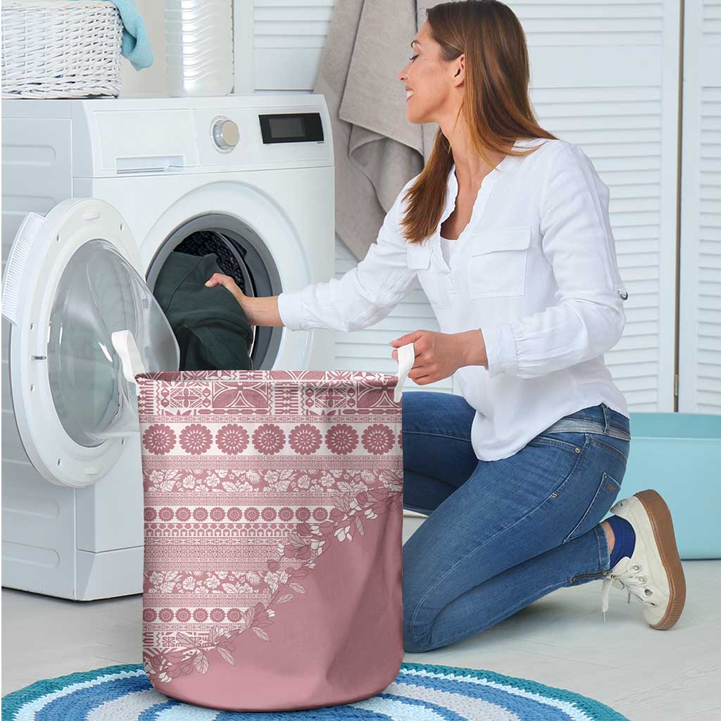 Fiji Marau na Kerisimasi Laundry Basket Dusty Rose Tagimoucia Tapa Masi Tribal - Polynesian Pride