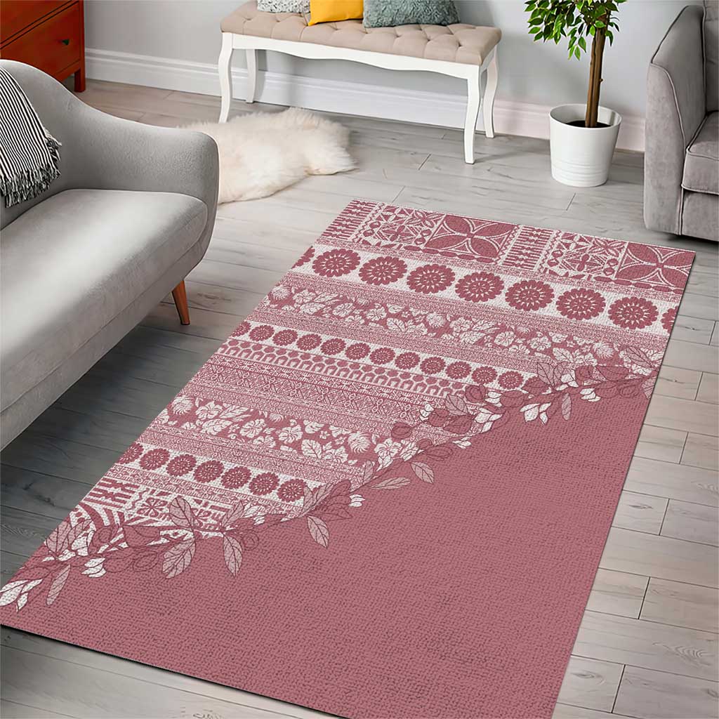 Fiji Marau na Kerisimasi Area Rug Dusty Rose Tagimoucia Tapa Masi Tribal - Polynesian Pride