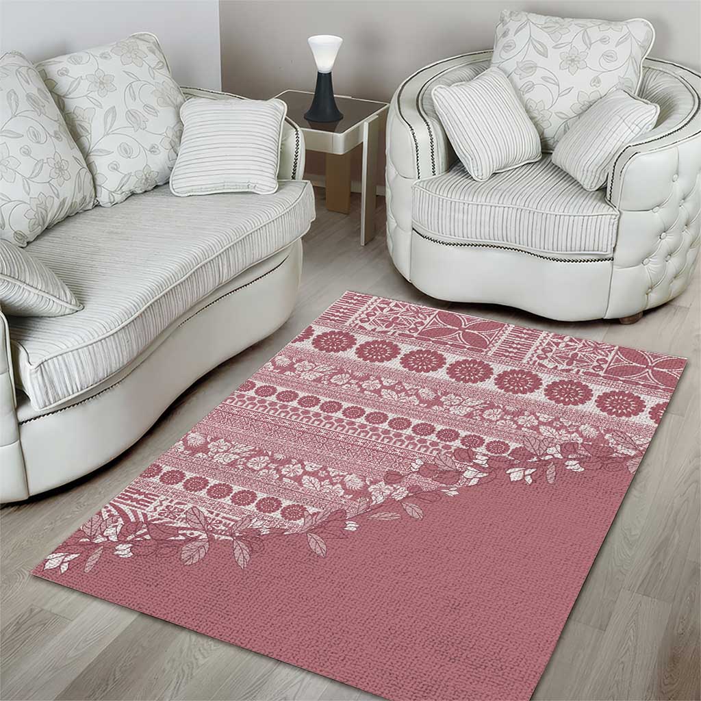 Fiji Marau na Kerisimasi Area Rug Dusty Rose Tagimoucia Tapa Masi Tribal - Polynesian Pride