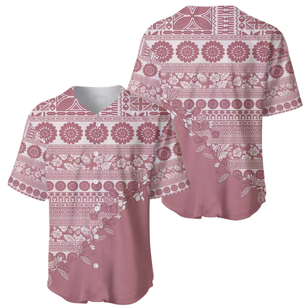 Fiji Marau na Kerisimasi Baseball Jersey Dusty Rose Tagimoucia Tapa Masi Tribal - Polynesian Pride