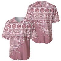 Fiji Marau na Kerisimasi Baseball Jersey Dusty Rose Tagimoucia Tapa Masi Tribal - Polynesian Pride