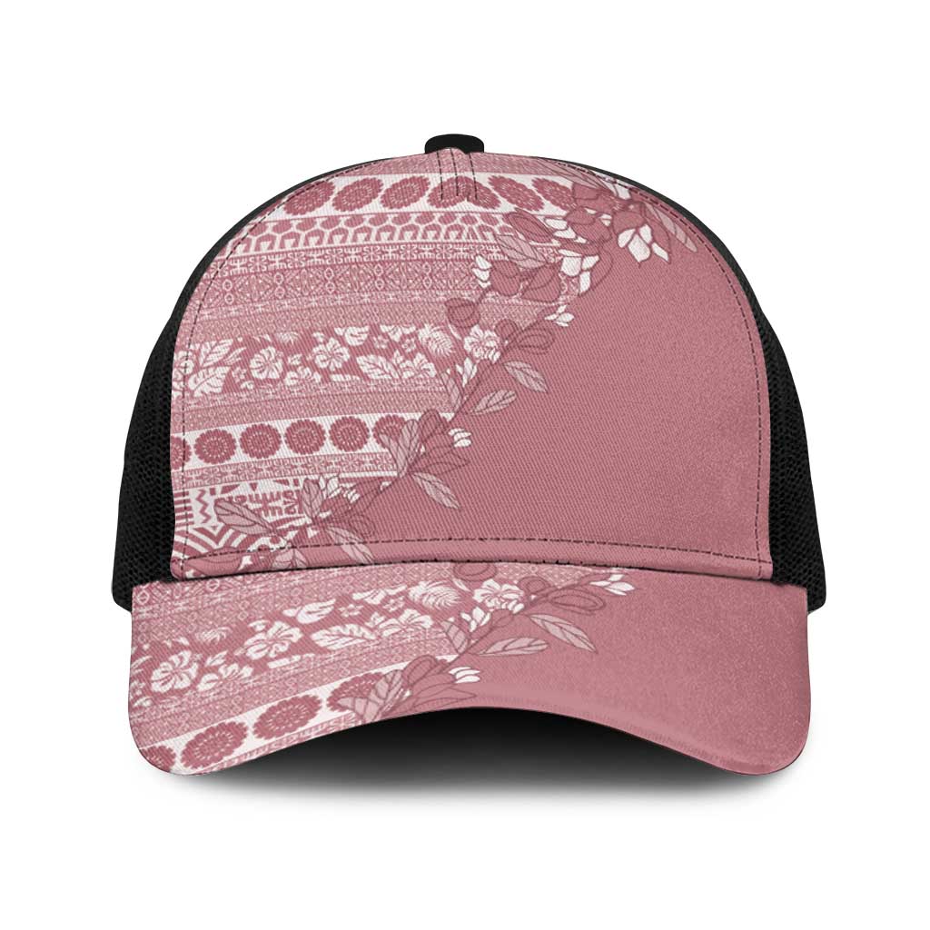 Fiji Marau na Kerisimasi Baseball Net Cap Dusty Rose Tagimoucia Tapa Masi Tribal - Polynesian Pride