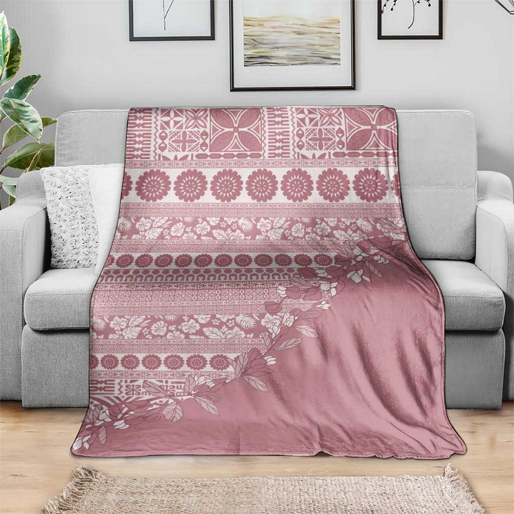 Fiji Marau na Kerisimasi Blanket Dusty Rose Tagimoucia Tapa Masi Tribal - Polynesian Pride