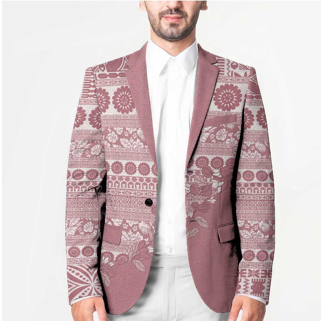 Fiji Marau na Kerisimasi Blazer Dusty Rose Tagimoucia Tapa Masi Tribal - Polynesian Pride